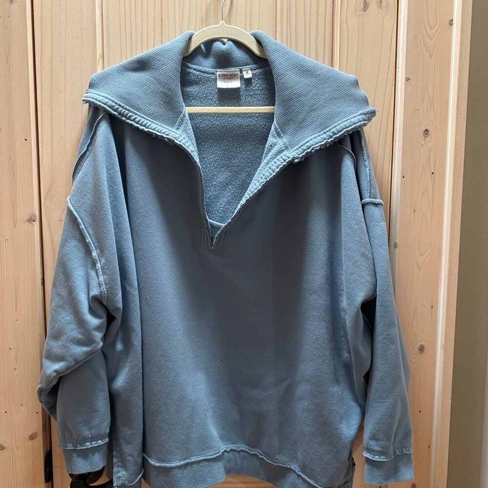 Torrid Fleece V-Neck Sweatshirt, Blue, Size 4 (4X / 26-28)